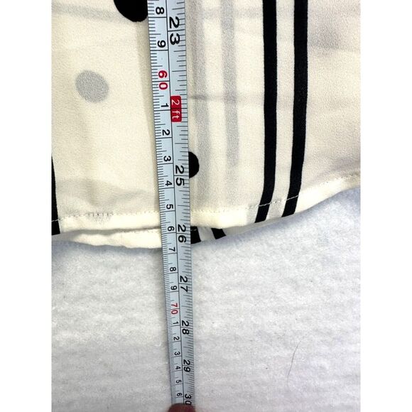 Ann Taylor Loft Sheer Blouse L/S Cream w/ Black Polkadots Medium Petite Career - Picture 8 of 8